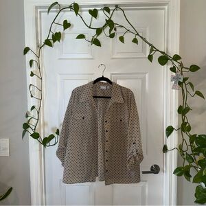 Kim Rogers Beige Polka Dot Button-Down Shirt